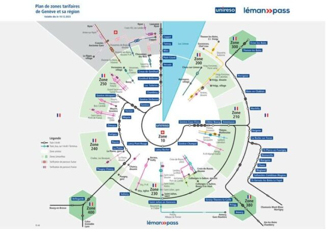 Unireso et Léman Pass _ plan des zones tarifaires