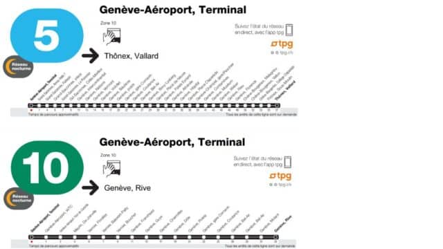 Lignes de bus pour relier Genève centre à Genève aéroport