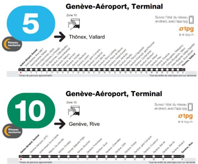 Lignes de bus pour relier Genève centre à Genève aéroport